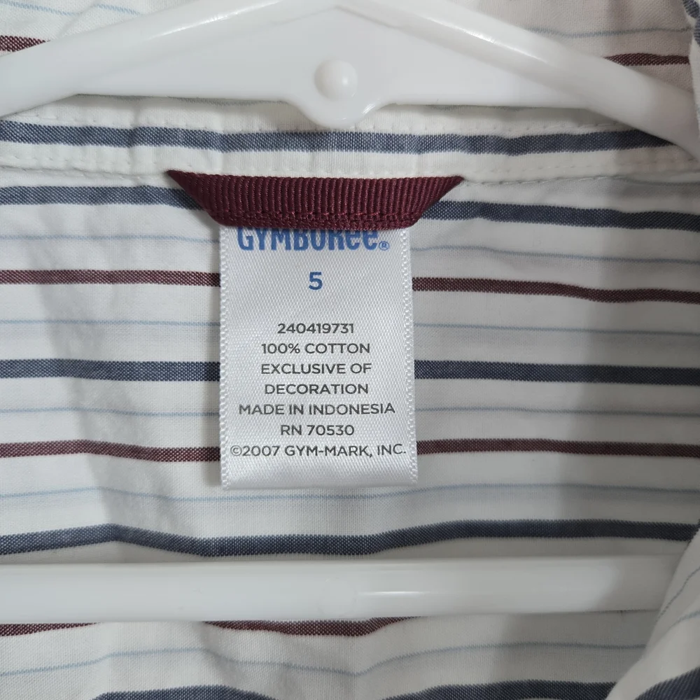 Gymboree Boys White Navy Burgundy Striped Long Sleeve Preppy Classic Shirt‎ 5